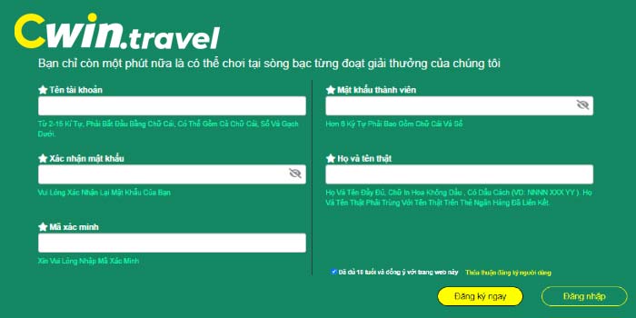Cung cấp thông tin đăng ký CWIn
